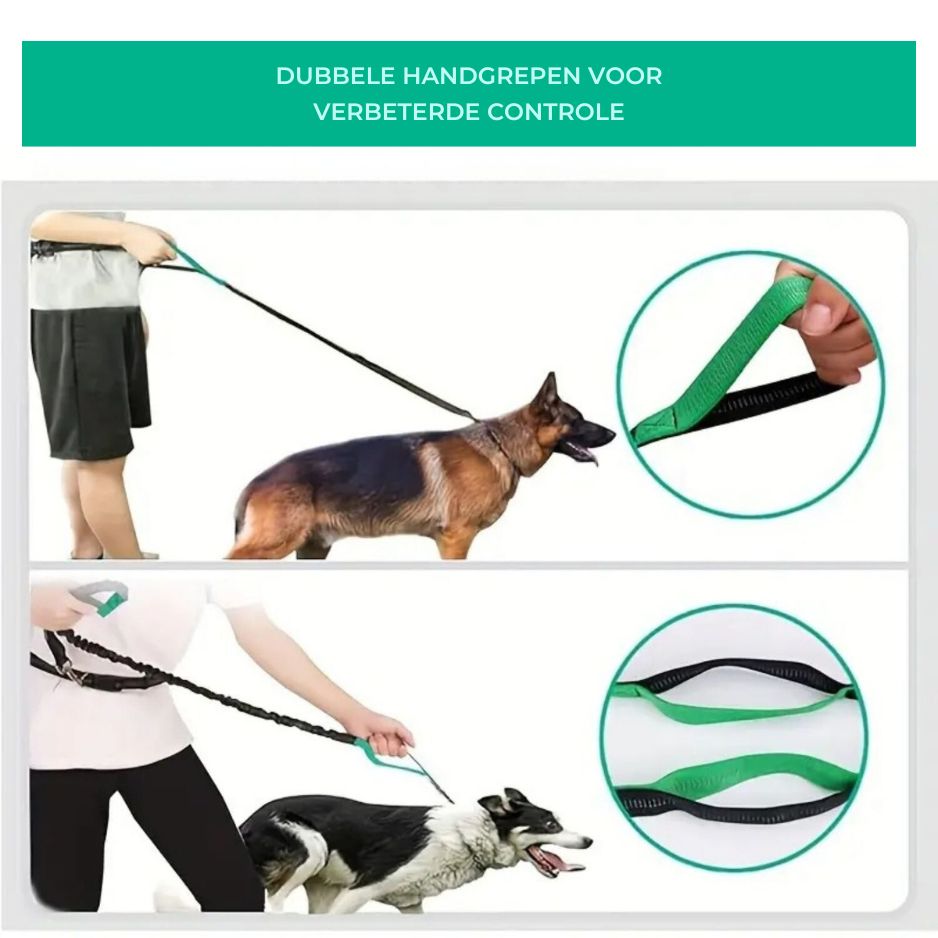 Handsfree Hondenriem Set voor om je Middel - Met 1 of 2 Riemen